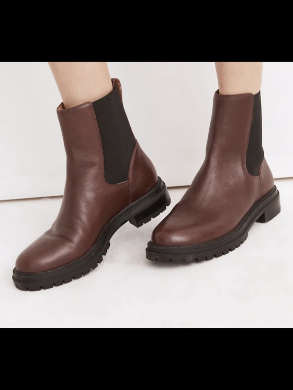 Madewell Burgundy/Cabernet  Leather Chelsea Boots with Black Elastic Panels